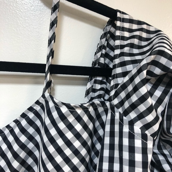 NWT Kaktus Black White Check Ruffle Blouse Shirt L - Picture 4 of 4